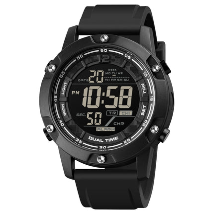 SKMEI 1762 Triplicate Round LED Dual Time Digital Display Waterproof Luminous Electronic Watch(Black)-garmade.com