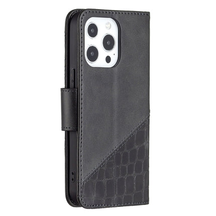 For iPhone 13 mini Matching Color Crocodile Texture Horizontal Flip PU Leather Case with Wallet & Holder & Card Slots(Black)-garmade.com