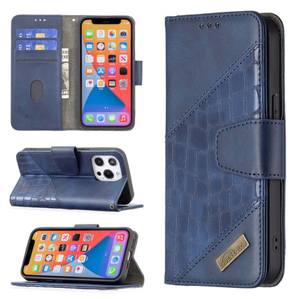 For iPhone 13 mini Matching Color Crocodile Texture Horizontal Flip PU Leather Case with Wallet & Holder & Card Slots(Blue)-garmade.com