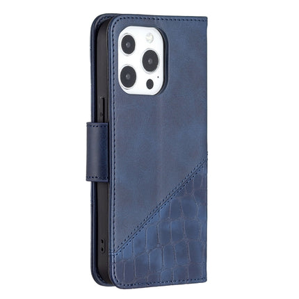 For iPhone 13 mini Matching Color Crocodile Texture Horizontal Flip PU Leather Case with Wallet & Holder & Card Slots(Blue)-garmade.com
