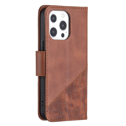 For iPhone 13 mini Matching Color Crocodile Texture Horizontal Flip PU Leather Case with Wallet & Holder & Card Slots(Brown)-garmade.com