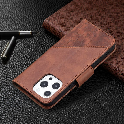 For iPhone 13 mini Matching Color Crocodile Texture Horizontal Flip PU Leather Case with Wallet & Holder & Card Slots(Brown)-garmade.com