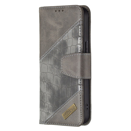 For iPhone 13 mini Matching Color Crocodile Texture Horizontal Flip PU Leather Case with Wallet & Holder & Card Slots(Grey)-garmade.com