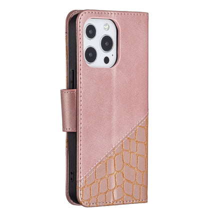 For iPhone 13 mini Matching Color Crocodile Texture Horizontal Flip PU Leather Case with Wallet & Holder & Card Slots(Rose Gold)-garmade.com