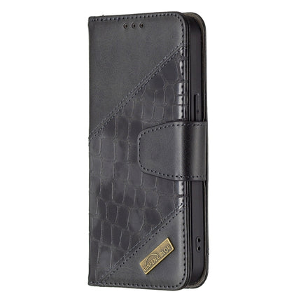 For iPhone 13 Matching Color Crocodile Texture Horizontal Flip PU Leather Case with Wallet & Holder & Card Slots(Black)-garmade.com