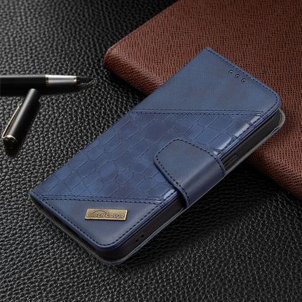 For iPhone 13 Matching Color Crocodile Texture Horizontal Flip PU Leather Case with Wallet & Holder & Card Slots(Blue)-garmade.com