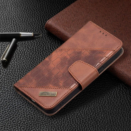 For iPhone 13 Matching Color Crocodile Texture Horizontal Flip PU Leather Case with Wallet & Holder & Card Slots(Brown)-garmade.com