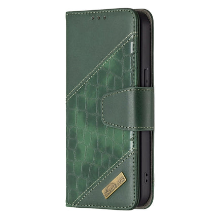 For iPhone 13 Matching Color Crocodile Texture Horizontal Flip PU Leather Case with Wallet & Holder & Card Slots(Green)-garmade.com