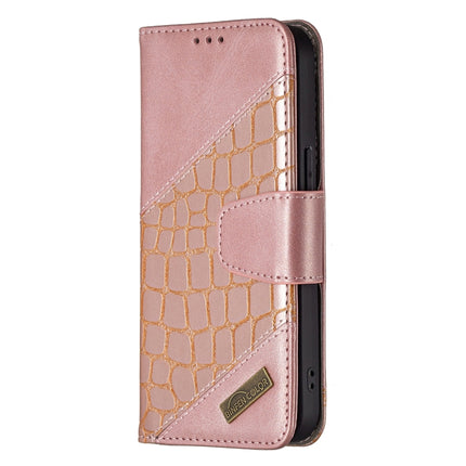 For iPhone 13 Matching Color Crocodile Texture Horizontal Flip PU Leather Case with Wallet & Holder & Card Slots(Rose Gold)-garmade.com