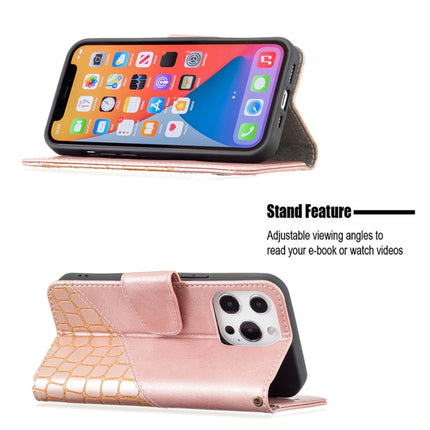 For iPhone 13 Matching Color Crocodile Texture Horizontal Flip PU Leather Case with Wallet & Holder & Card Slots(Rose Gold)-garmade.com
