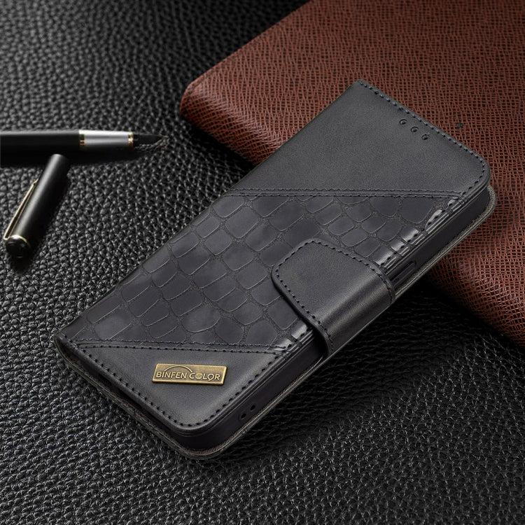 For iPhone 13 Pro Matching Color Crocodile Texture Horizontal Flip PU Leather Case with Wallet & Holder & Card Slots(Black)-garmade.com