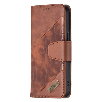 For iPhone 13 Pro Matching Color Crocodile Texture Horizontal Flip PU Leather Case with Wallet & Holder & Card Slots(Brown)-garmade.com