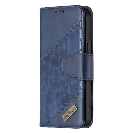 For iPhone 13 Pro Max Matching Color Crocodile Texture Horizontal Flip PU Leather Case with Wallet & Holder & Card Slots(Blue)-garmade.com