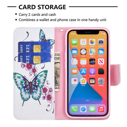 Colored Drawing Pattern Horizontal Flip Leather Case with Holder & Card Slots & Wallet For iPhone 13 mini(Peach Blossom and Butterfly)-garmade.com