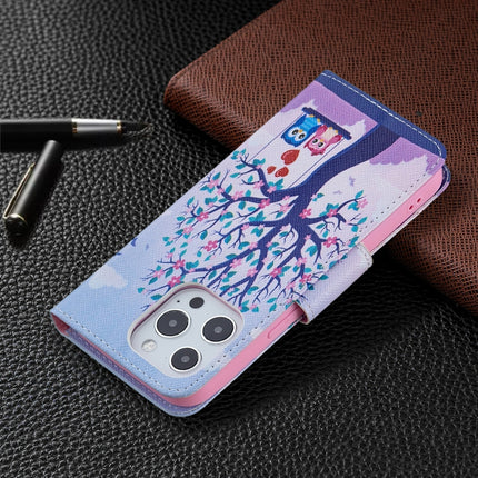 Colored Drawing Pattern Horizontal Flip Leather Case with Holder & Card Slots & Wallet For iPhone 13 mini(Two Owls)-garmade.com