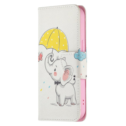 Colored Drawing Pattern Horizontal Flip Leather Case with Holder & Card Slots & Wallet For iPhone 13 mini(Elephant)-garmade.com