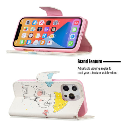 Colored Drawing Pattern Horizontal Flip Leather Case with Holder & Card Slots & Wallet For iPhone 13 mini(Elephant)-garmade.com