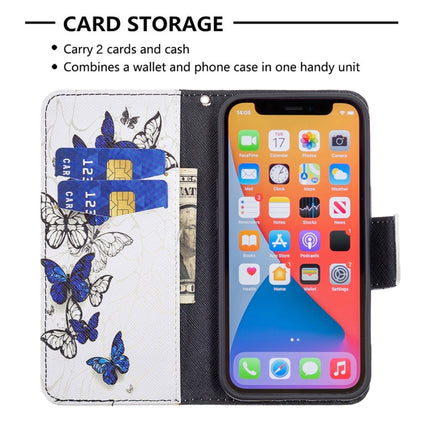 Colored Drawing Pattern Horizontal Flip Leather Case with Holder & Card Slots & Wallet For iPhone 13 mini(Butterflies)-garmade.com