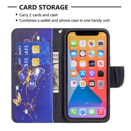 Colored Drawing Pattern Horizontal Flip Leather Case with Holder & Card Slots & Wallet For iPhone 13 mini(Purple Butterfly)-garmade.com