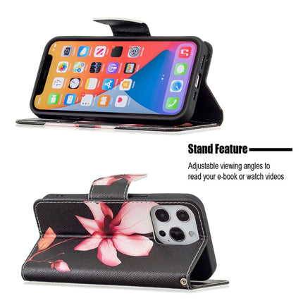 Colored Drawing Pattern Horizontal Flip Leather Case with Holder & Card Slots & Wallet For iPhone 13 mini(Lotus)-garmade.com