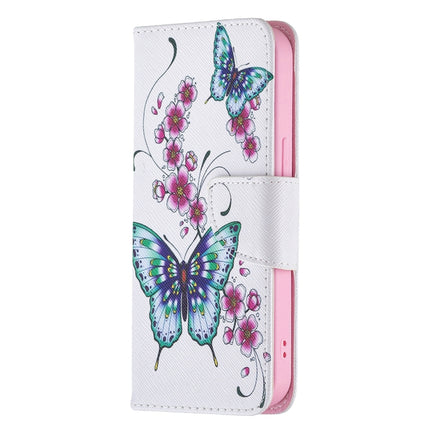 Colored Drawing Pattern Horizontal Flip Leather Case with Holder & Card Slots & Wallet For iPhone 13(Peach Blossom and Butterfly)-garmade.com