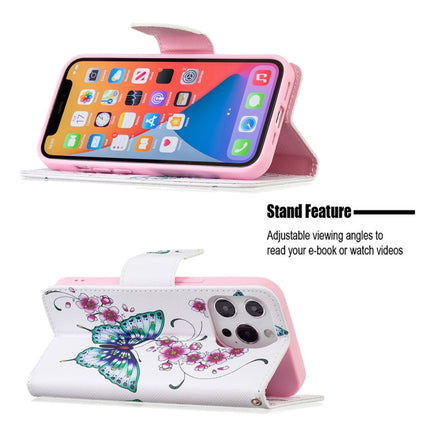 Colored Drawing Pattern Horizontal Flip Leather Case with Holder & Card Slots & Wallet For iPhone 13(Peach Blossom and Butterfly)-garmade.com