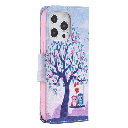 Colored Drawing Pattern Horizontal Flip Leather Case with Holder & Card Slots & Wallet For iPhone 13(Two Owls)-garmade.com