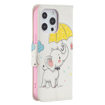 Colored Drawing Pattern Horizontal Flip Leather Case with Holder & Card Slots & Wallet For iPhone 13(Elephant)-garmade.com