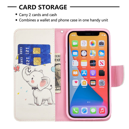 Colored Drawing Pattern Horizontal Flip Leather Case with Holder & Card Slots & Wallet For iPhone 13(Elephant)-garmade.com
