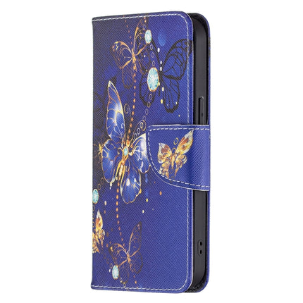 Colored Drawing Pattern Horizontal Flip Leather Case with Holder & Card Slots & Wallet For iPhone 13(Purple Butterfly)-garmade.com