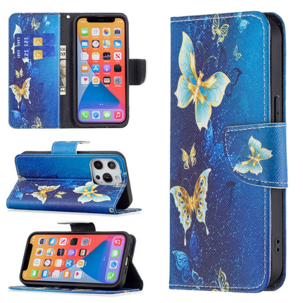 Colored Drawing Pattern Horizontal Flip Leather Case with Holder & Card Slots & Wallet For iPhone 13(Gold Butterfly)-garmade.com