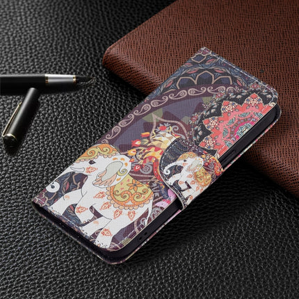Colored Drawing Pattern Horizontal Flip Leather Case with Holder & Card Slots & Wallet For iPhone 13 Pro(Flowers and Elephant)-garmade.com