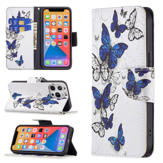 Colored Drawing Pattern Horizontal Flip Leather Case with Holder & Card Slots & Wallet For iPhone 13 Pro(Butterflies)-garmade.com