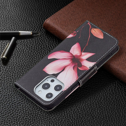 Colored Drawing Pattern Horizontal Flip Leather Case with Holder & Card Slots & Wallet For iPhone 13 Pro(Lotus)-garmade.com