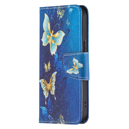 Colored Drawing Pattern Horizontal Flip Leather Case with Holder & Card Slots & Wallet For iPhone 13 Pro(Gold Butterfly)-garmade.com