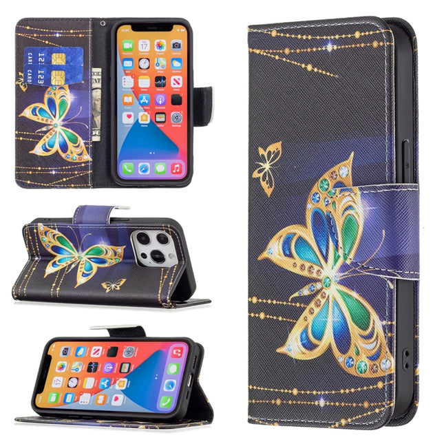Colored Drawing Pattern Horizontal Flip Leather Case with Holder & Card Slots & Wallet For iPhone 13 Pro(Big Butterfly)-garmade.com