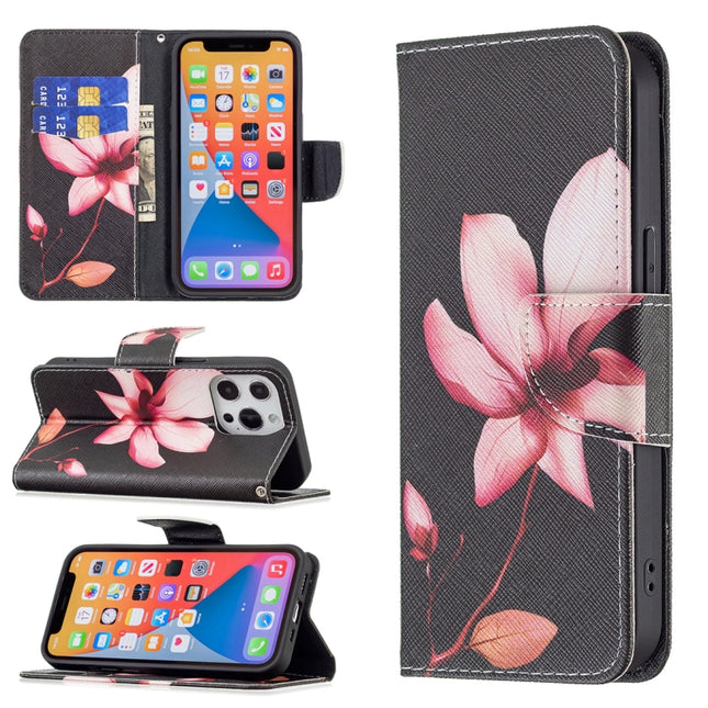 Colored Drawing Pattern Horizontal Flip Leather Case with Holder & Card Slots & Wallet For iPhone 13 Pro Max(Lotus)-garmade.com