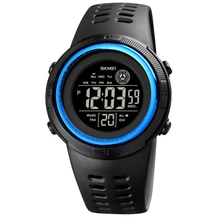 SKMEI 1773 Triplicate Round LED Dual Time Digital Display Colorful Backlight Electronic Watch(Blue Black)-garmade.com