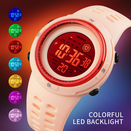 SKMEI 1773 Triplicate Round LED Dual Time Digital Display Colorful Backlight Electronic Watch(Red Black)-garmade.com