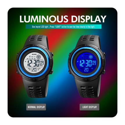 SKMEI 1773 Triplicate Round LED Dual Time Digital Display Colorful Backlight Electronic Watch(Gold Black)-garmade.com