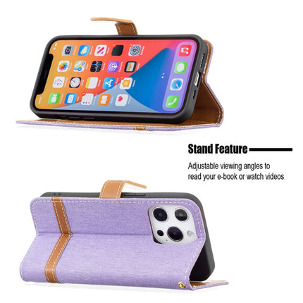 Color Matching Denim Texture Horizontal Flip Leather Case with Holder & Card Slots & Wallet & Lanyard For iPhone 13 mini(Purple)-garmade.com