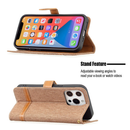 Color Matching Denim Texture Horizontal Flip Leather Case with Holder & Card Slots & Wallet & Lanyard For iPhone 13 mini(Brown)-garmade.com