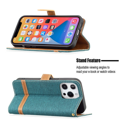 Color Matching Denim Texture Horizontal Flip Leather Case with Holder & Card Slots & Wallet & Lanyard For iPhone 13 mini(Green)-garmade.com