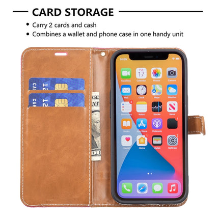 Color Matching Denim Texture Horizontal Flip Leather Case with Holder & Card Slots & Wallet & Lanyard For iPhone 13 mini(Rose Red)-garmade.com