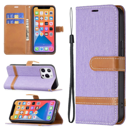 Color Matching Denim Texture Horizontal Flip Leather Case with Holder & Card Slots & Wallet & Lanyard For iPhone 13(Purple)-garmade.com