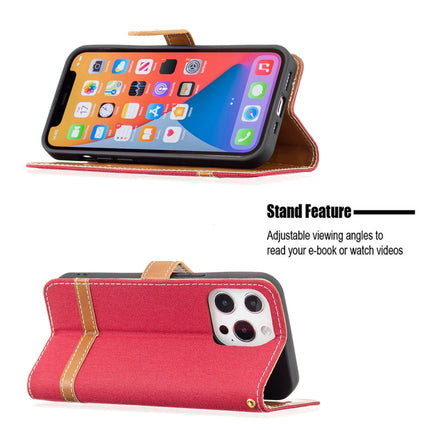 Color Matching Denim Texture Horizontal Flip Leather Case with Holder & Card Slots & Wallet & Lanyard For iPhone 13(Red)-garmade.com