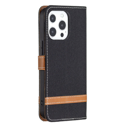 Color Matching Denim Texture Horizontal Flip Leather Case with Holder & Card Slots & Wallet & Lanyard For iPhone 13(Black)-garmade.com