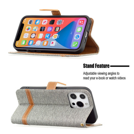 Color Matching Denim Texture Horizontal Flip Leather Case with Holder & Card Slots & Wallet & Lanyard For iPhone 13(Grey)-garmade.com