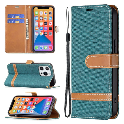 Color Matching Denim Texture Horizontal Flip Leather Case with Holder & Card Slots & Wallet & Lanyard For iPhone 13(Green)-garmade.com