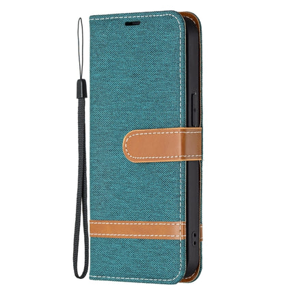 Color Matching Denim Texture Horizontal Flip Leather Case with Holder & Card Slots & Wallet & Lanyard For iPhone 13(Green)-garmade.com